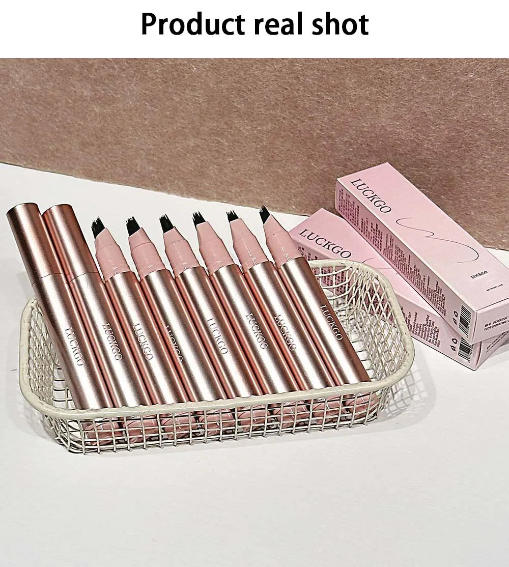Natural Hair-Like Stroke Liquid Eyebrow & Hairline Pen Multi Forks Outline Wild Eyebrow Easy To Wear Waterproof Makeup Pen