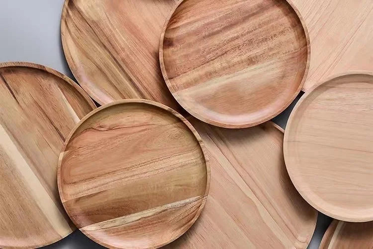 2026 New 15/20/25cm DIY Thinking Wooden Plate Round Tea Wooden Dining Plate Snack Bread Dried Fruit Plate