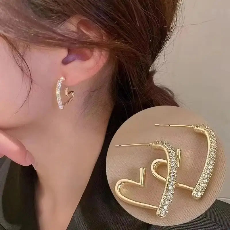 Korean Fashion Zircon Drop Earrings For Women'S Jewelry 2026 Trending New Luxury Women'S'S Geometric Hoop Earrings Pendientes Gifts