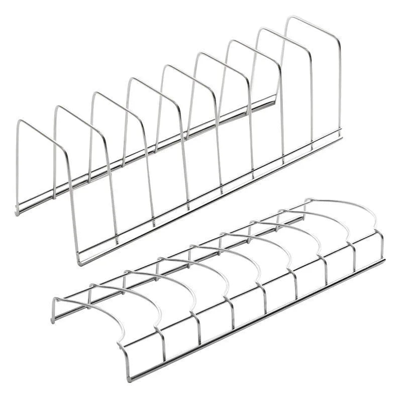 Organizador de platos de acero inoxidable para cocina, escurridor de platos, estante para cubiertos, tapas de ollas, accesorios de cocina.