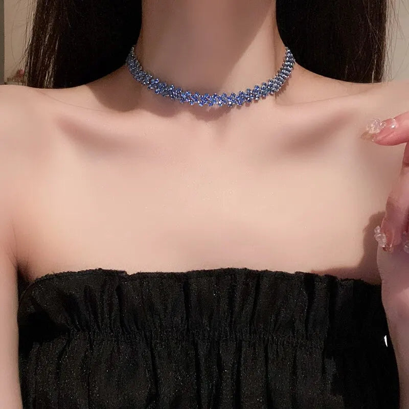 Luxury Shiny Full Rhinestone Choker Necklace For Women'S Personalized Geometric Crystal Necklaces Wedding Jewelry Gifts