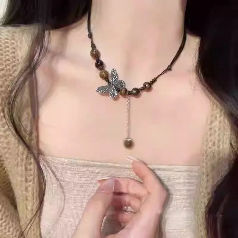 Trend Fine Jewelry Leaf Feather Pendant Rope Chain Bohemian Unisex Necklace For Women And Men