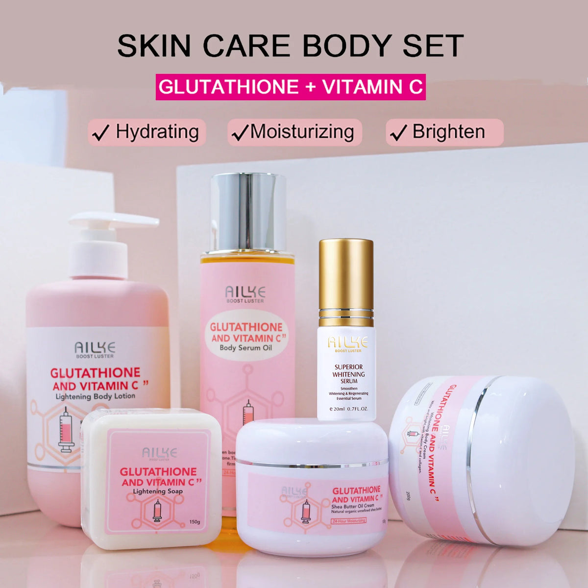 AILKE Glutathione and Vitamin C Whitening Skin Care Set