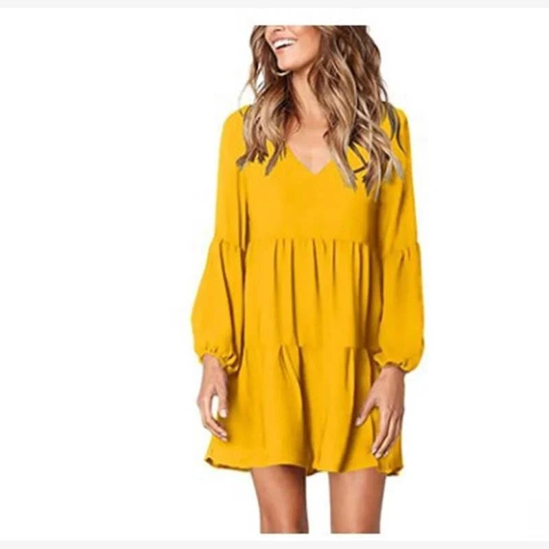 plus Size Autumn Clothes 2024 Women's V-Neck Long Sleeve Dress Ladies Fashionable Elegant Style Single Piece All Seasons