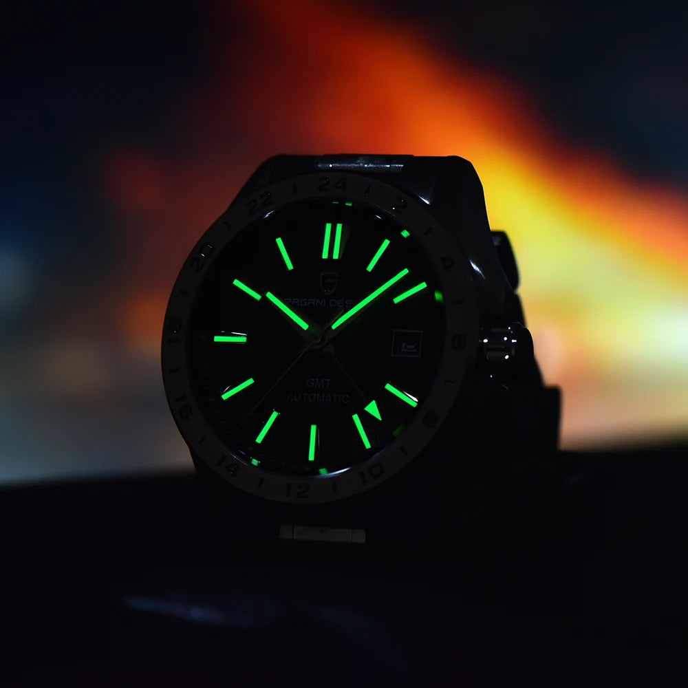 Pagani Design GMT Men's Mechanical Watch Luxury Sapphire Glass Stainless Steel Automatic Mechanical Men's Watch 100 Waterproof