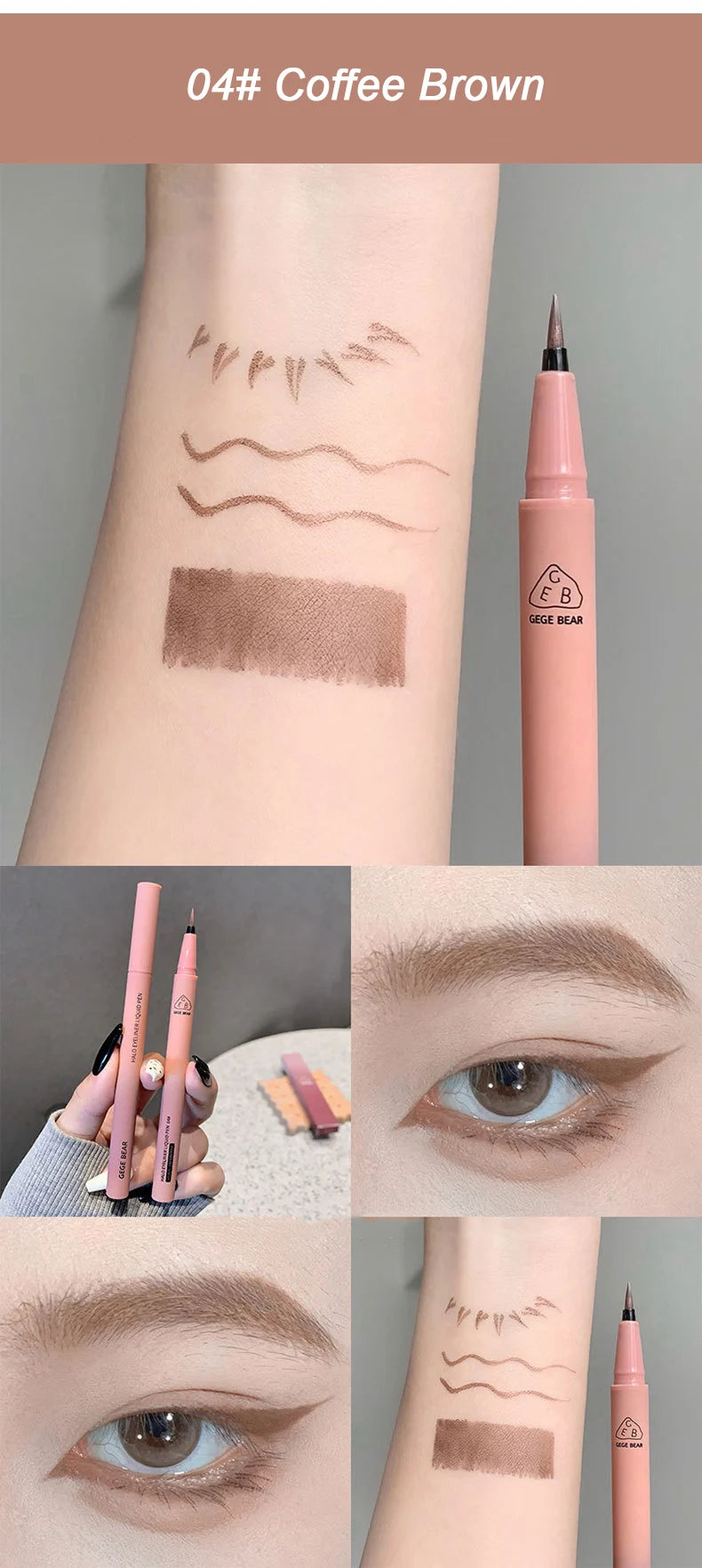 Waterproof Quick Dry Liquid Eyeliner Pen Ultra-fine Matte Black Brown Lasting Lying Silkworm Eyeliner Pencil Natural Eyes Makeup