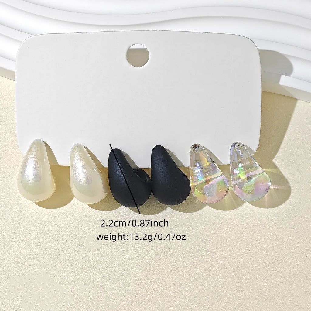 Colorful Resin Drop Earrings Bold Card Set Versatile Women Gift Accessories