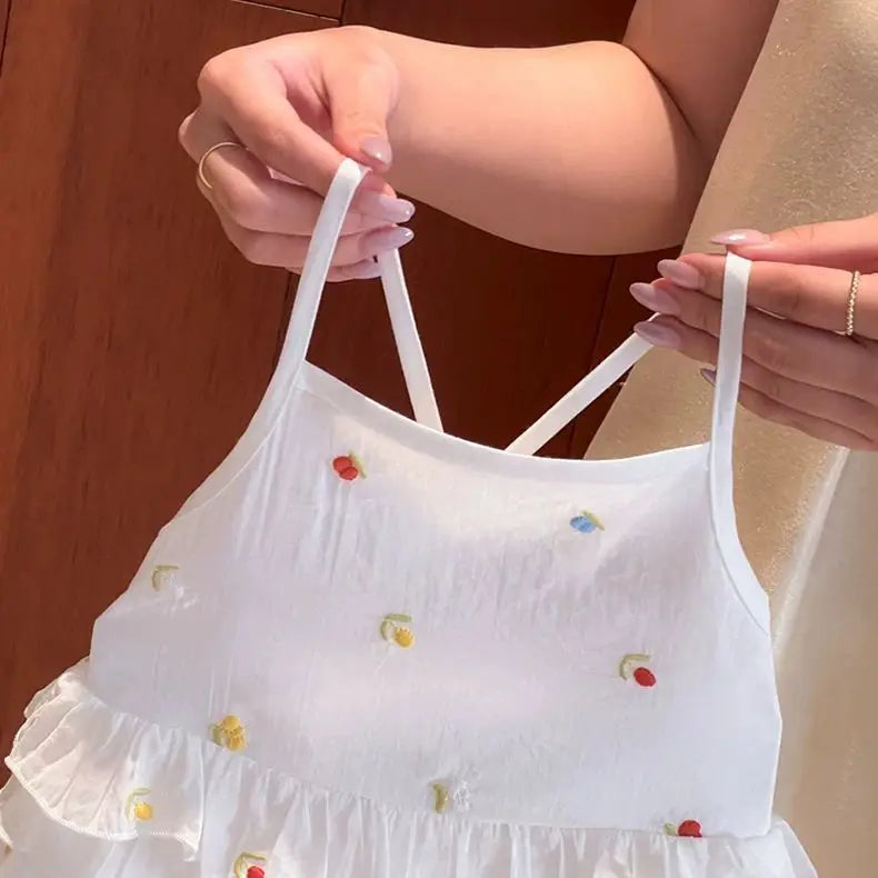 26 Girls Baby Summer Clothing Sweet Lace Embroidery Slip Backless Princess Dresses,Kids Children Birthday Clothes Vestidos 0-5Y