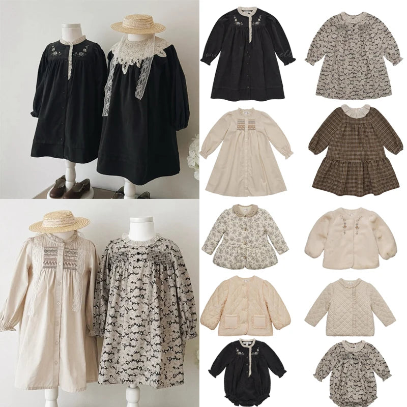 Kids Dress Aw25 Lou Girls Cute Warm Jacket Coat Outear Child Cotton Corduroy Princess Dresses