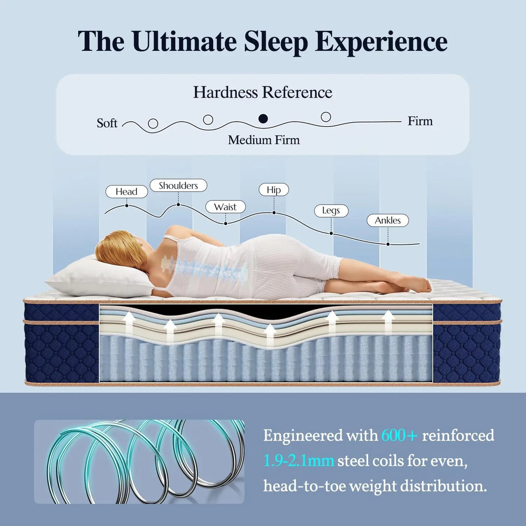 12"14"16" Full Queen King Size Hybrid Mattress in a Box with Gel Memory Foam Mattresses Medium Firm Motion Isolation