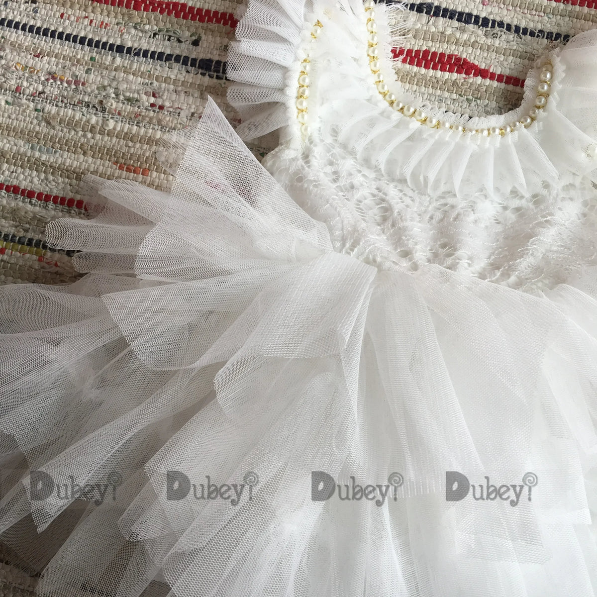 Spanish Toddler Girls Beading Dress for Baby Baptism Dress Birthday Kids Flutter Sleeve Tutu Princess Vestido Clothing