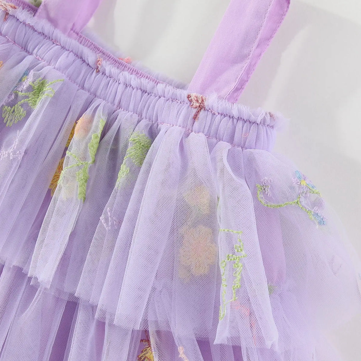 Summer Kids Clothes Girls Floral Embroidery Mesh Dress 1-5Y Children Spaghetti Strap Princess Tutu Dress Beach Wear