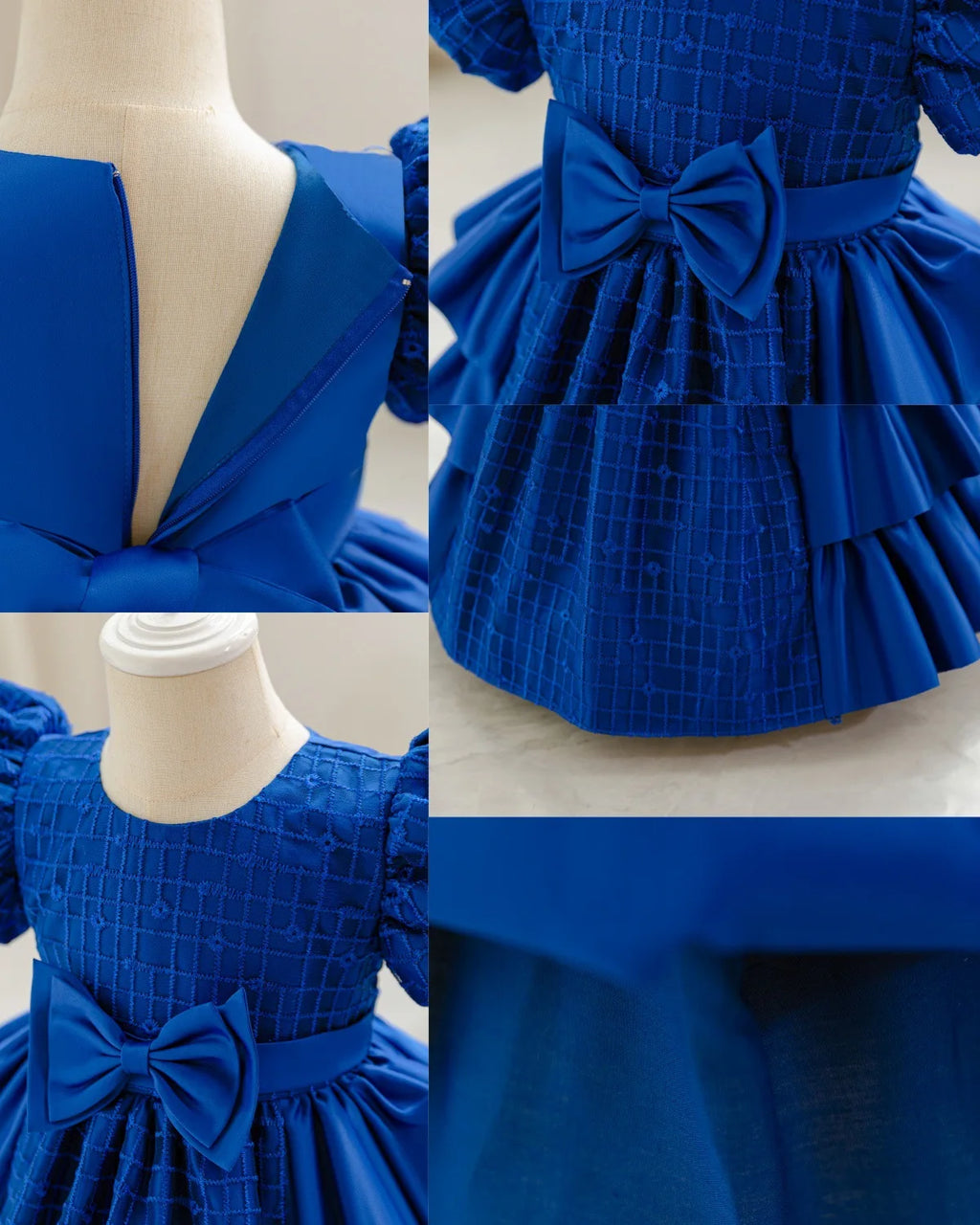 HETISO Plaid Flower Girls Christmas Party Dress with Bow Elegant Birthday Gown for Kids 0-4 Years Children Birthday Frocks