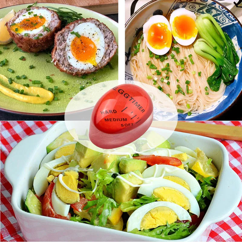 Temporizador de huevos y despertador para cocina - Huevos cocidos perfectos (blandos/medios/duros), herramienta decorativa de cocina con indicador de cocción de 3 etapas