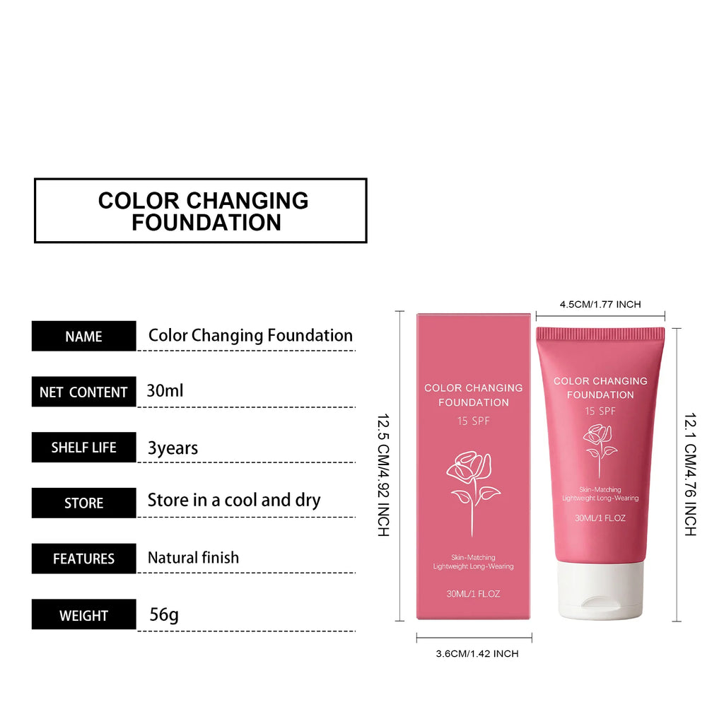 Korean Color Changing Foundation Liquid, 30g SPF 15 Makeup Base