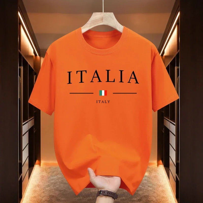 Italy Fashion T-Shirts For Men High Quality 100% Cotton O-Neck Short Sleeved Summer Daily Casual Sports Cool Tees City Vibe Tops