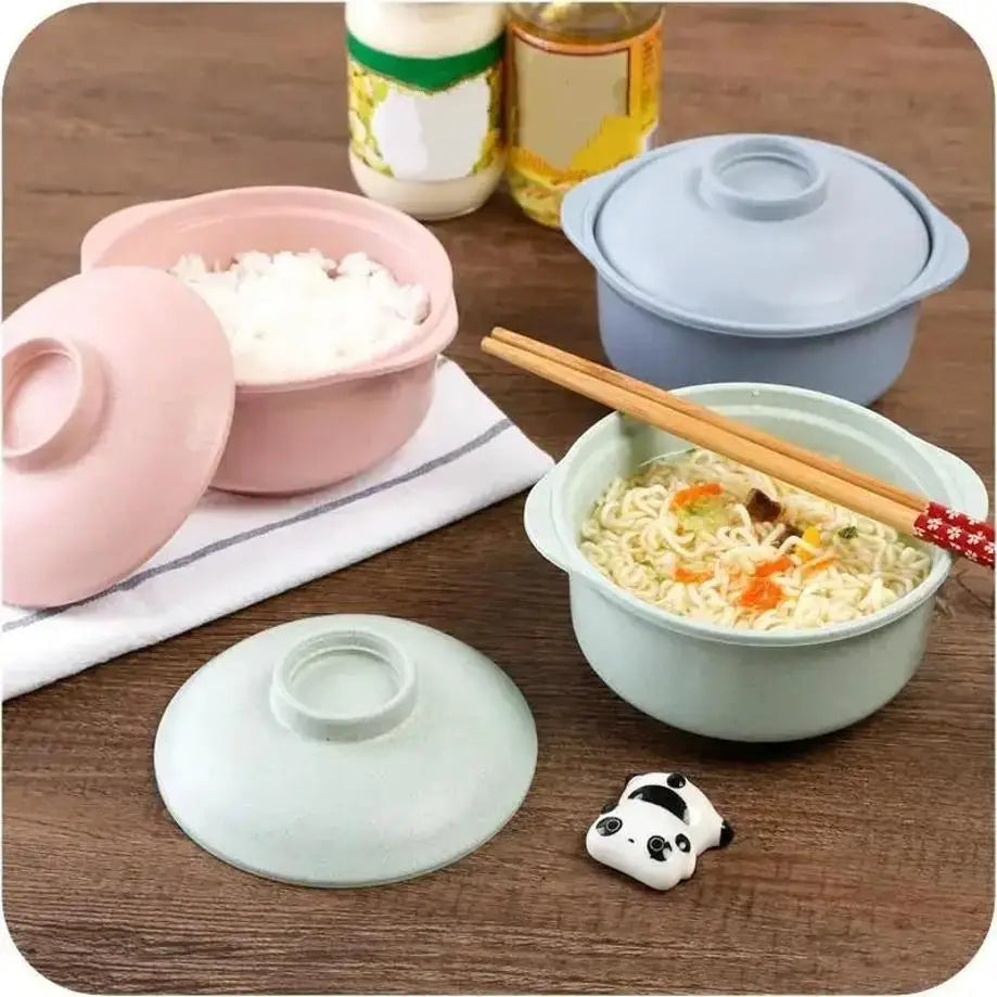 Wheat Straw Soup Bowl with Lid - Eco-Friendly Plastic 14x7cm
