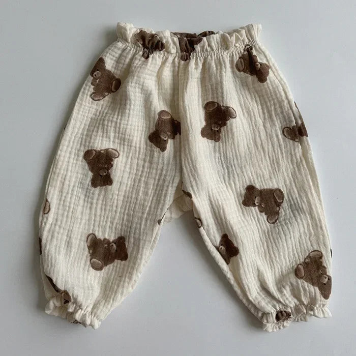 Pantalones de muselina de algodón estampados para bebés de 0 a 3 años, suaves, transpirables y cómodos de Bonkawoo