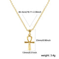 Religious Key Of Life Ankh Egyptian Cross Pendant Charm Necklace Brass 46Cm(18.1") + 6Cm(2.4"), For Women'S Hollow Retro