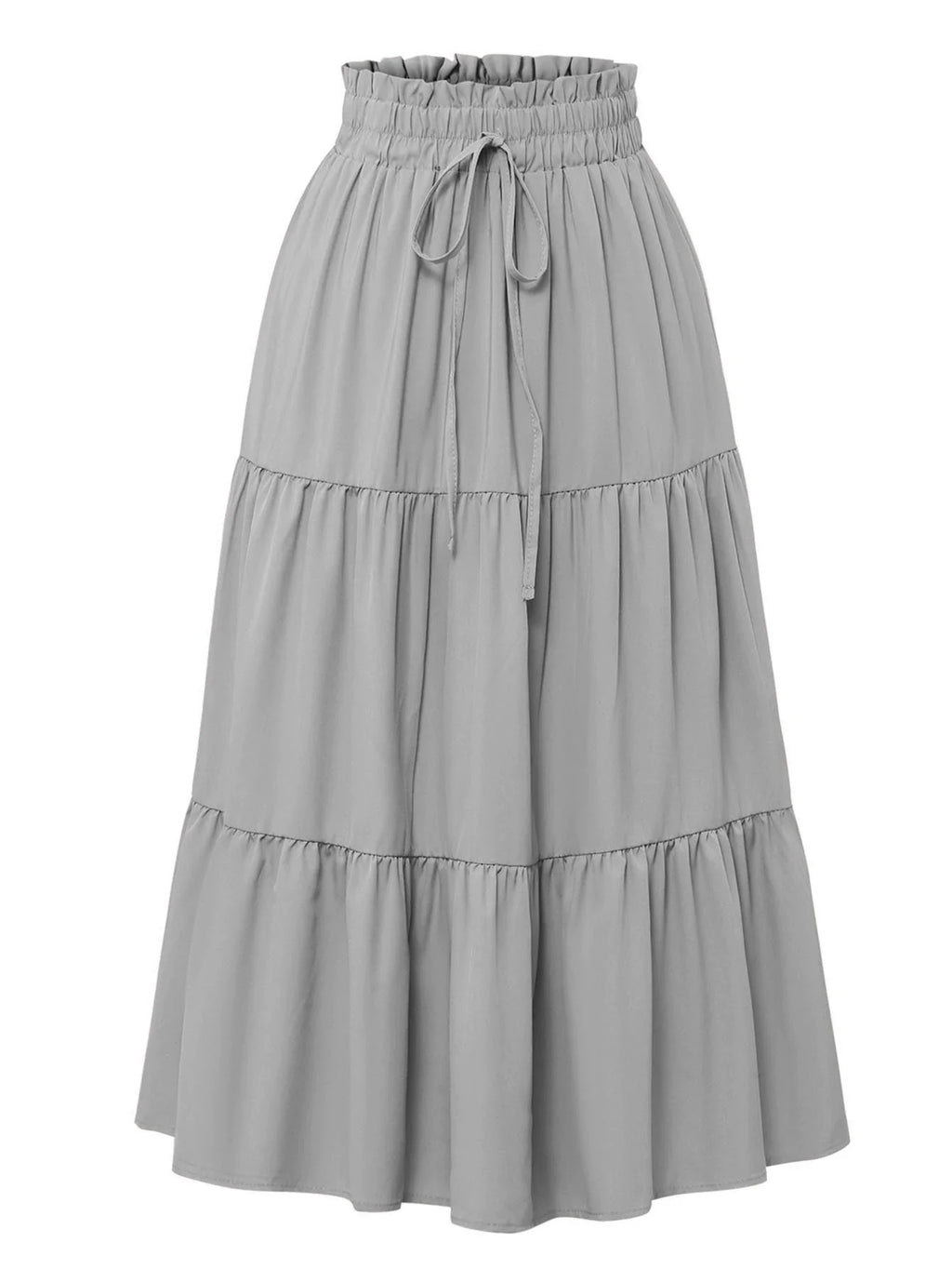 1PC Women's Summer Solid Color Bohemian A-line Midi Skirts 2026 New Female Vacation Casual Loose Faldas