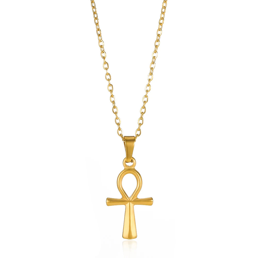Stainless Steel Jesus Cross Necklace For Women'S Men Gold Color Caravaca Angels Crucifix Charm Choker Rapper Jewelry Hip Hop