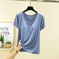 Modal No- Bra T-Shirt One-Piece Short Sleeve Women Summer Wear Casual Solid Color Base Layer Outdoor Wear round Neck T-Shirt
