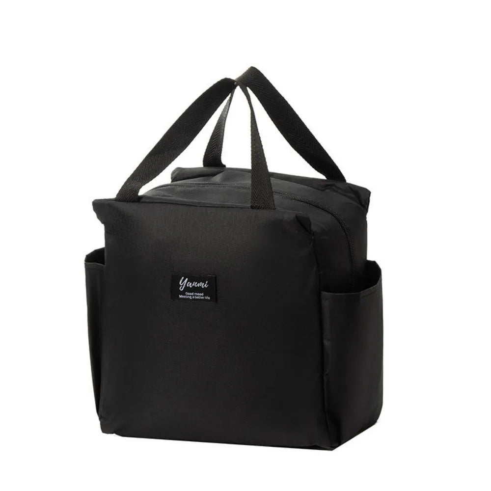Bolsa de almuerzo portátil con doble bolsillo, lonchera térmica de lona, bolsa de almuerzo escolar, lonchera portátil, almacenamiento de alimentos para picnic