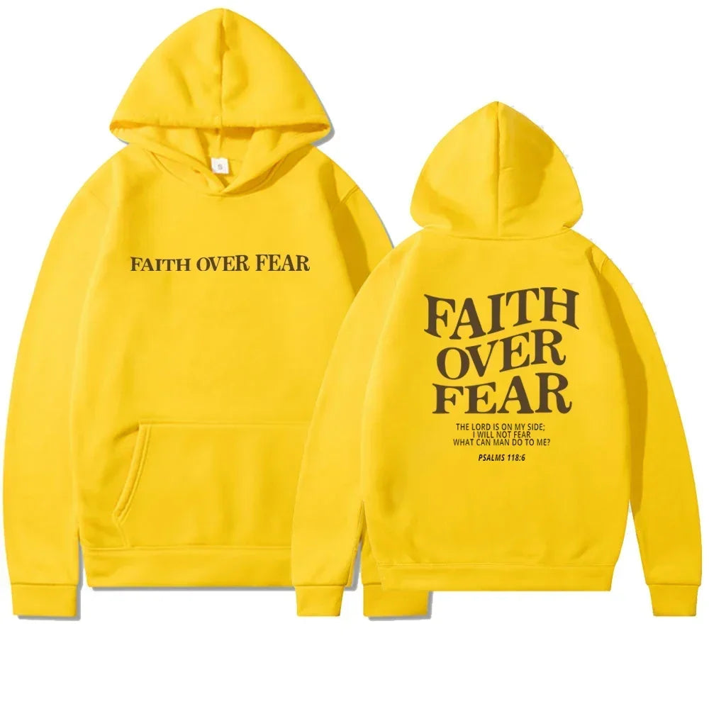 Faith Overcomes Fear - Christian Hooded Sweatshirts Jesus Hoodie Fashion Men Women Hoodies Casual Sweatshirt Harajuku Unisex