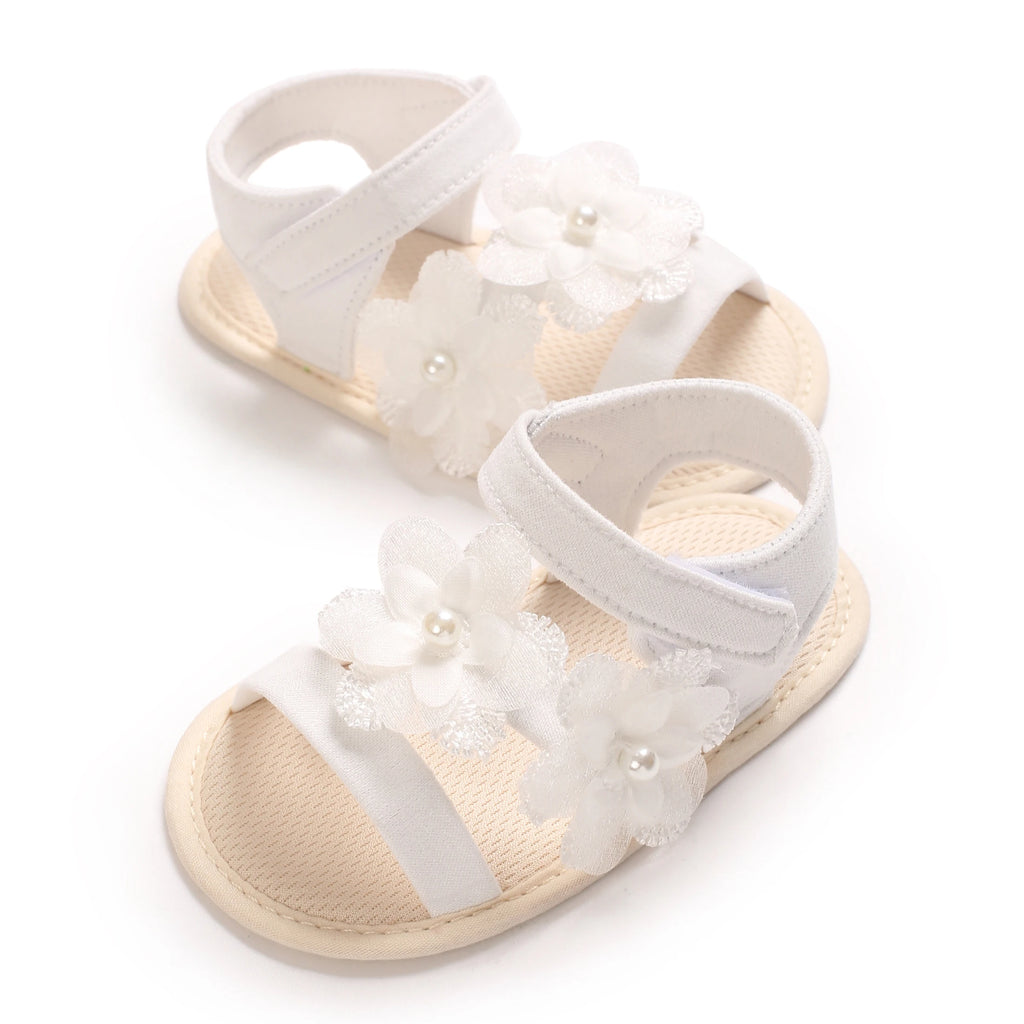 New big bow floral 0-18 months baby princess shoes sandals breathable PU upper walking shoes