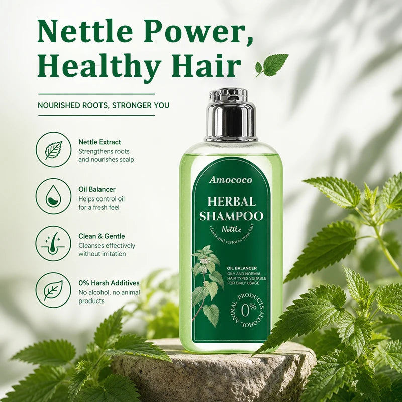 Amococo Nettle Shampoo 3 x 220ml - Oil Balancing Hair Cleanser