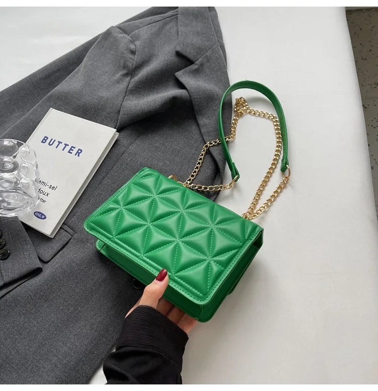 Women Quilted Chain Crossbody Bag Fashion Small Square Shoulder Purse Multi Color Casual Daily Handbag