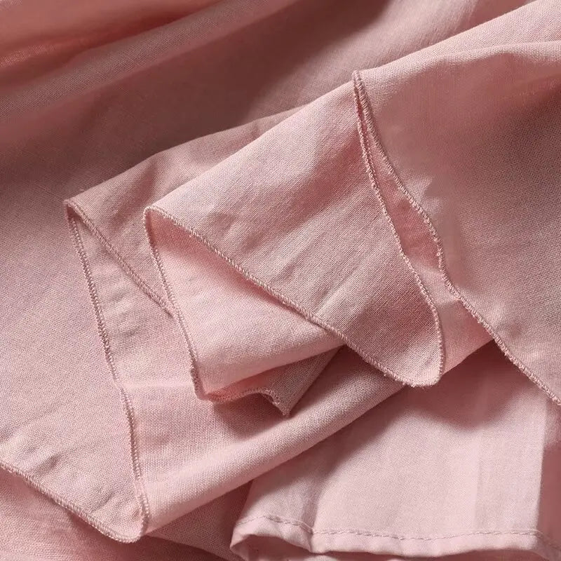 Dave&Di Summer Dress Women Vestidos French Minimalist Pink Suspenders Dress Pleated Fashion Linen Sexy Elegant Midi Dress