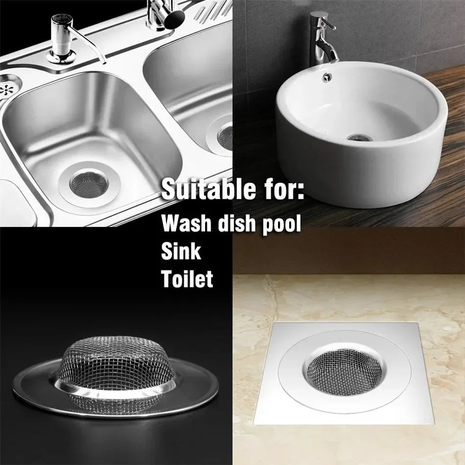 1/2Pcs Kitchen Sink Filter Stainless Steel Mesh Drain Stopper Sewer Mesh Strainers Bathroom Sink Strainer Drain Hole Filter Trap