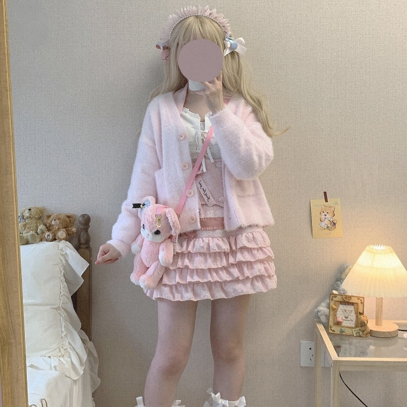 Gaono Lolita Cake Mini Skirts Women Japanese A-line High Waist Pleated Skirt Girly Kawaii Love Y2k Layered Skirts Fairy Outfit