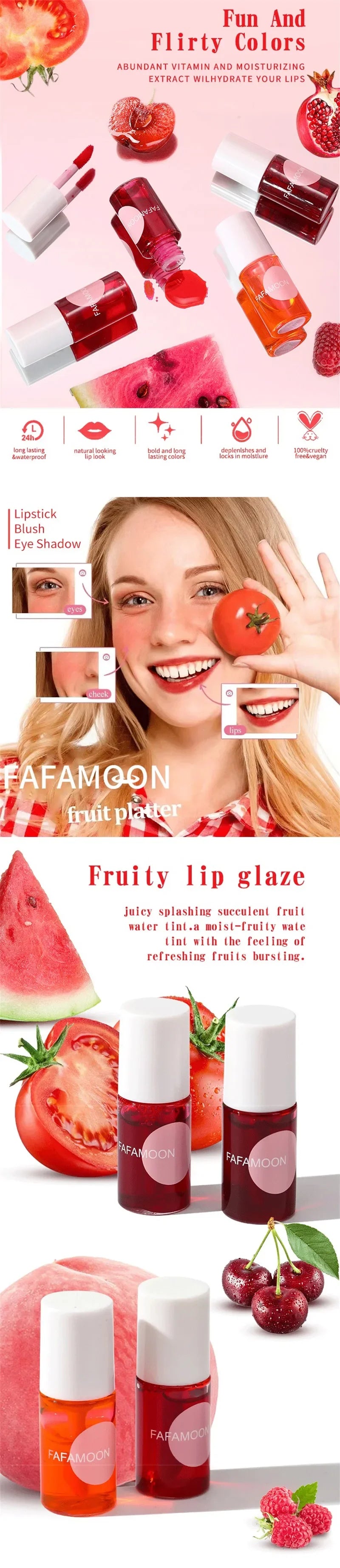 Mini Water Liquid Tint Moisturizing Lip Gloss Mirror Lip Glaze Long Lasting Waterproof Lipstick Rosered Lip Cheek Rouge Cosmetic