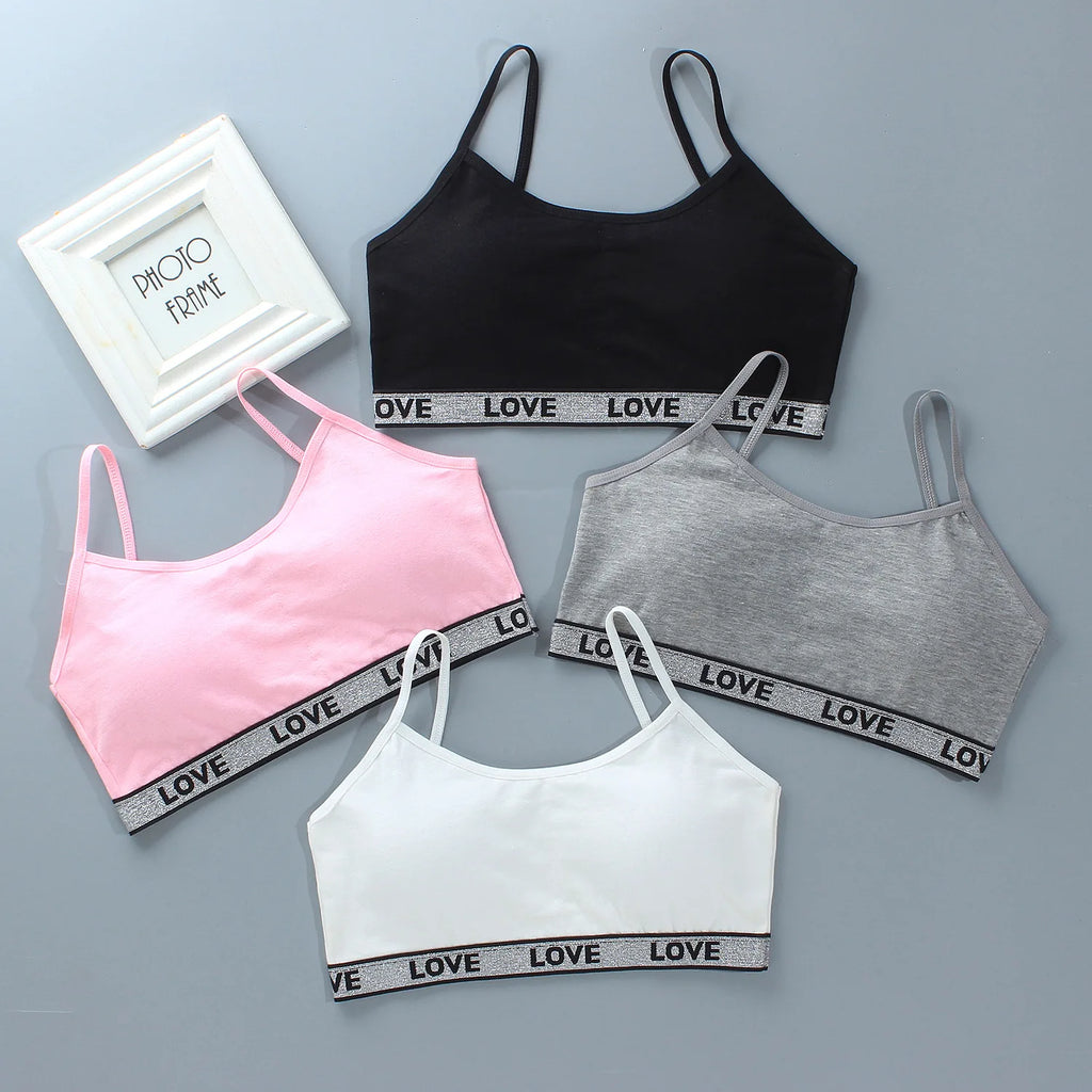 1/4PCS Children Innerwear Cotton Girls Bra Removable Sponge Cup Puberty Girls Training Bras Breathable Teenage Girl Brassiere 14