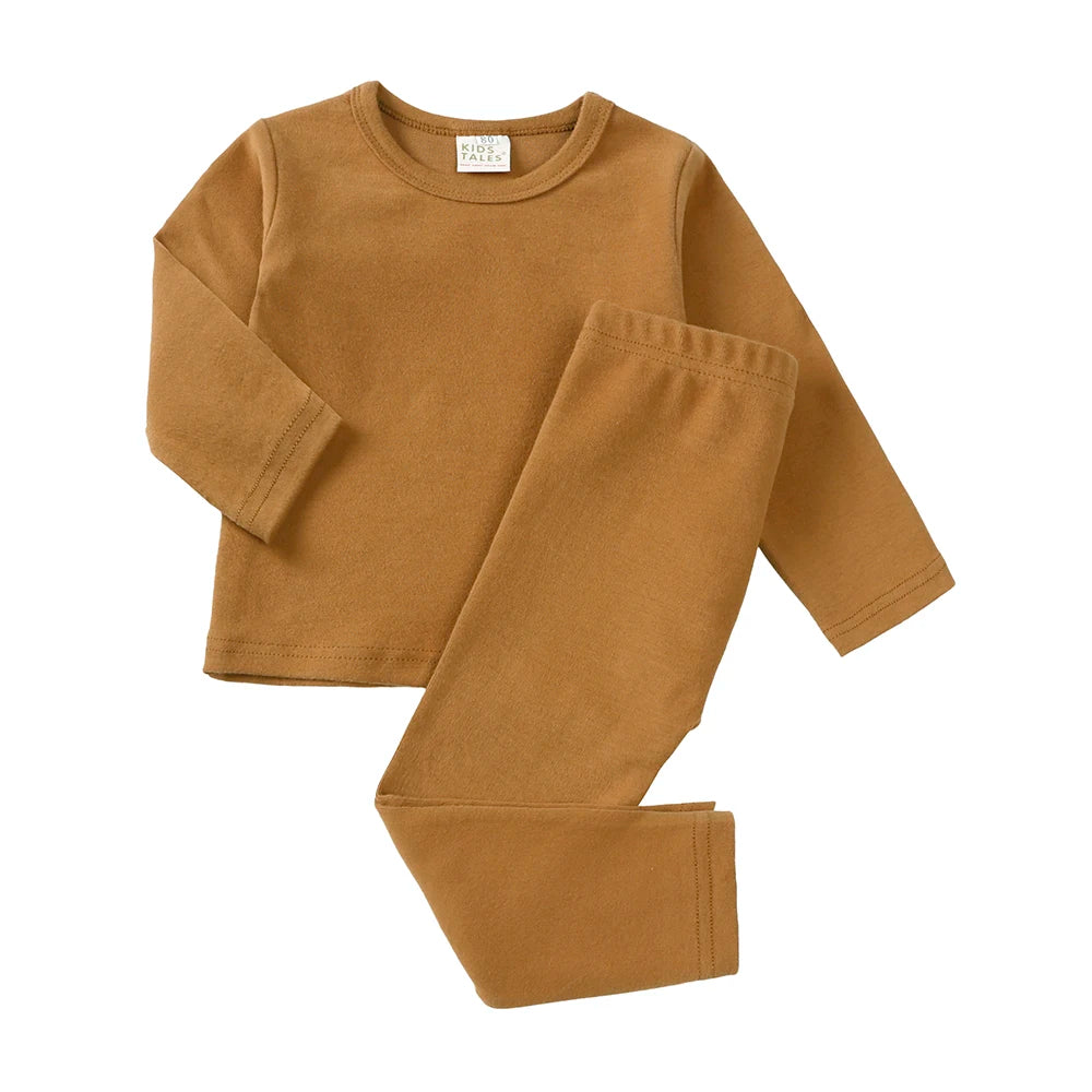 Kids Tales Basic Cotton Pajama Set - Long Sleeve Unisex Sleepwear