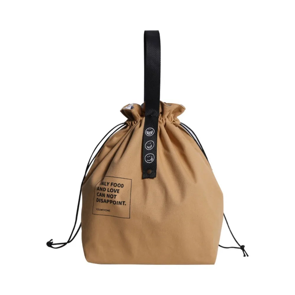 Bolsa de Picnic Portátil de Lona, Diseño con Cordón para Mantener Fresco, Bolsa Térmica Aislada para el Almuerzo Escolar