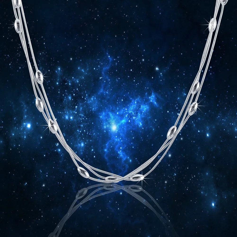 925 Sterling Silver Charms Beads Necklace For Women'S Luxury Fashion Wedding Accessories Jewelry Christmas Gifts