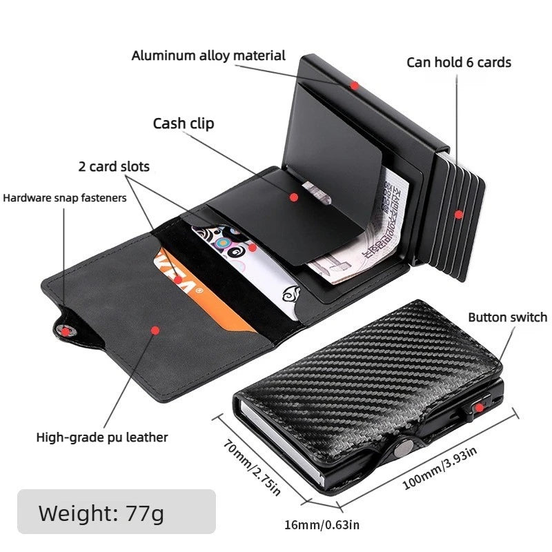 RFID Blocking Credit Card Holder Minimalist Men Wallet Carteira Masculina Money Bag Carbon Fiber Id Bank Cardholder Coin Purse