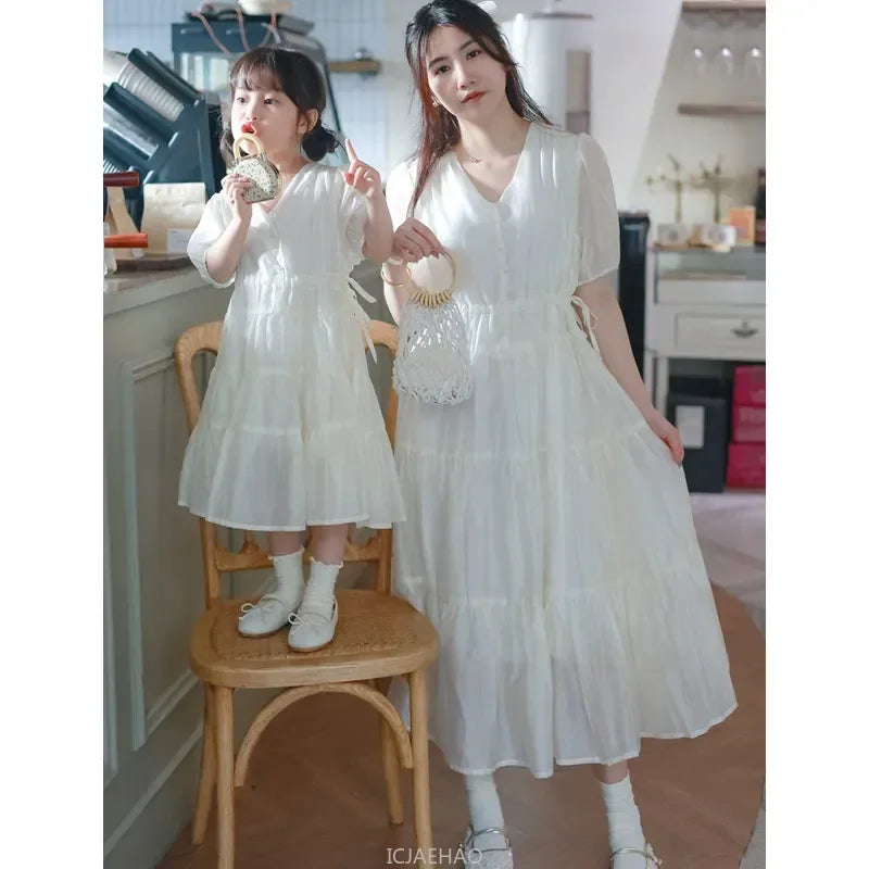 Mommy & Me Matching Dresses – White Green