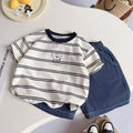 Kids Outdoor Sports Set Boys Girls Summer Short Sleeve T-Shirt Shorts Two-Piece Set Kids' Casual Striped T-Shirt 1-6 Year Set