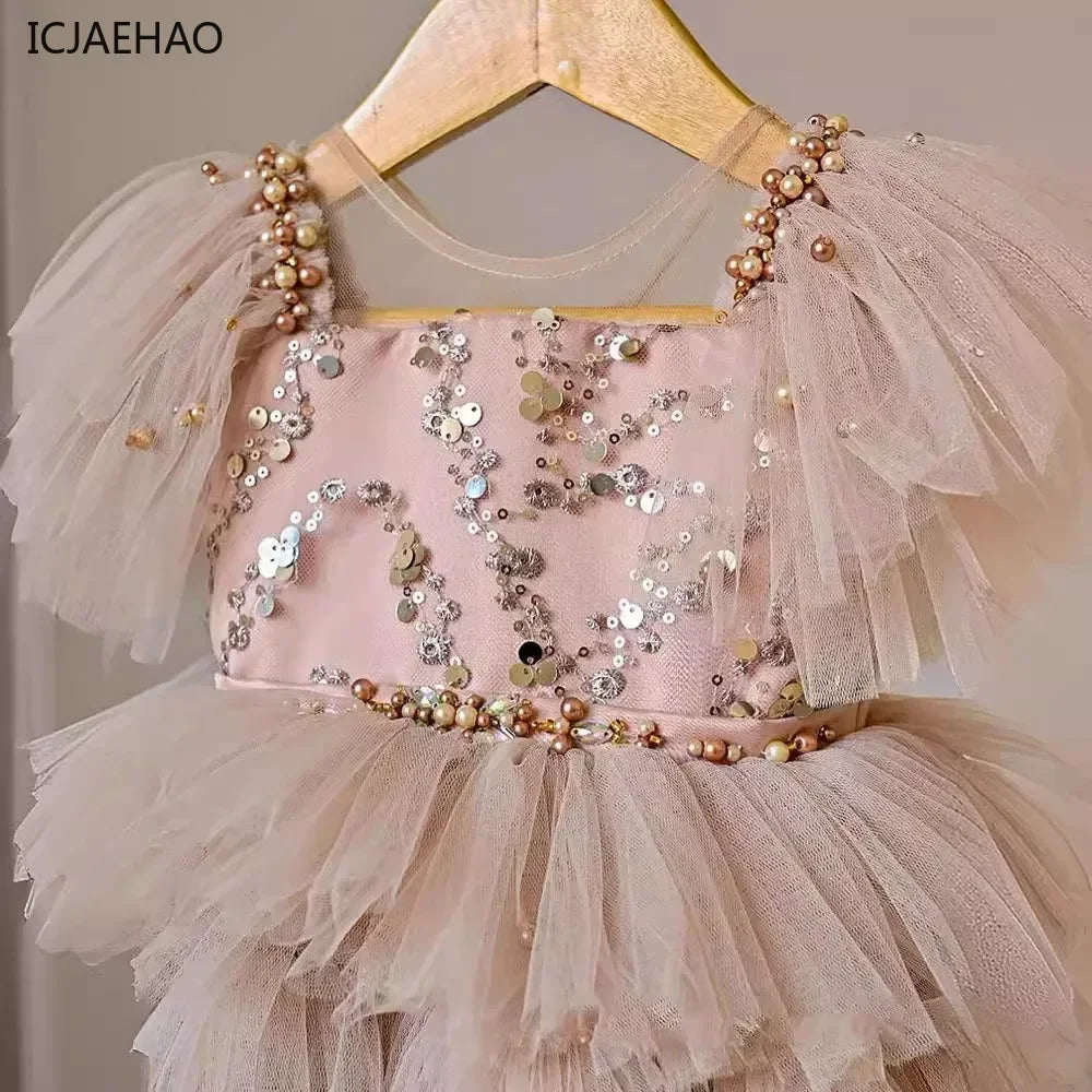 2026 Trendy Girls' Princess Dresses Gown Sparkling Sequined Sleeveless Dress with Charming Bow for Layered Tulle Special Events