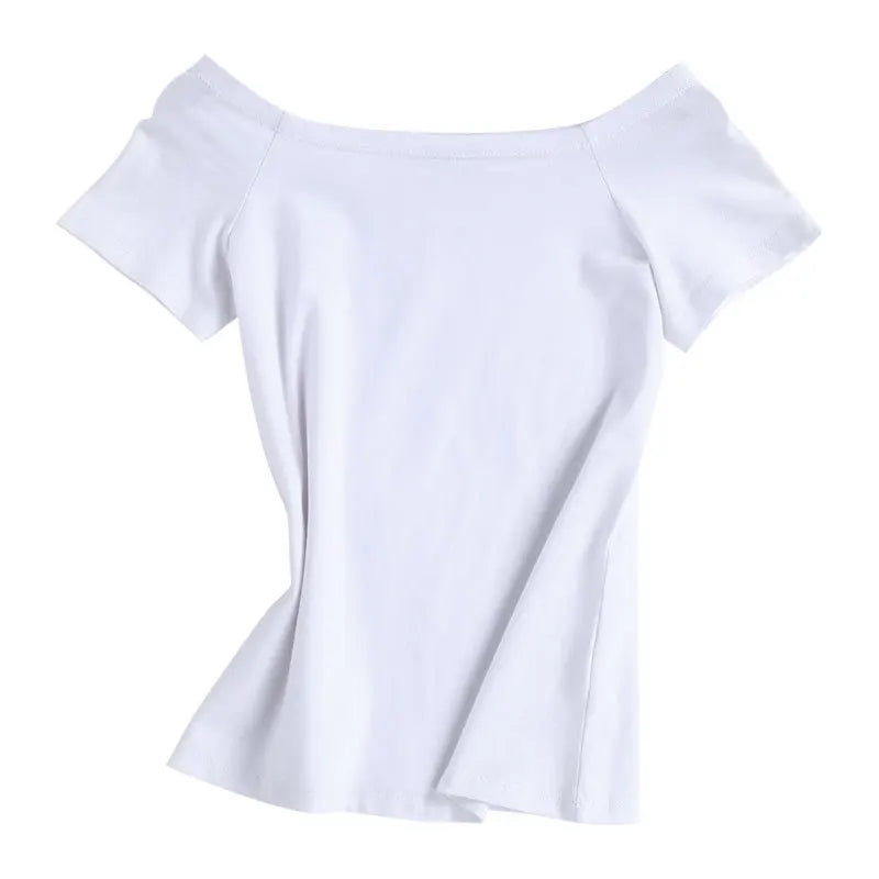 MRMT 2026 Brand New Women's T Shirt Cotton Slim Fit Short Sleeve T-Shirt For Female Off Shoulder Tops One Line Neck Tshirt