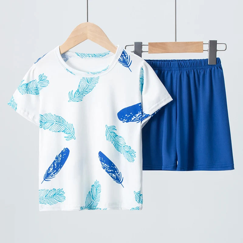 Kids Two Piece Summer Shorts Set Comfortable Versatile Casual Outfit For Boys And Girls