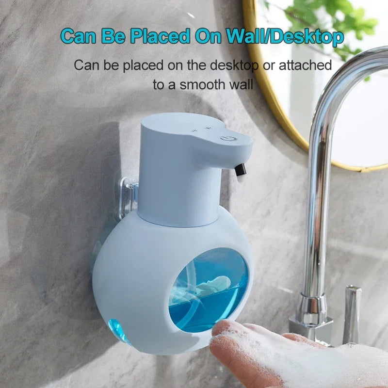 Dispensador automático de jabón 2025 de 420 ml, dispensador de espuma, sensor táctil, dispositivo de lavado de manos con carga USB, montado en la pared