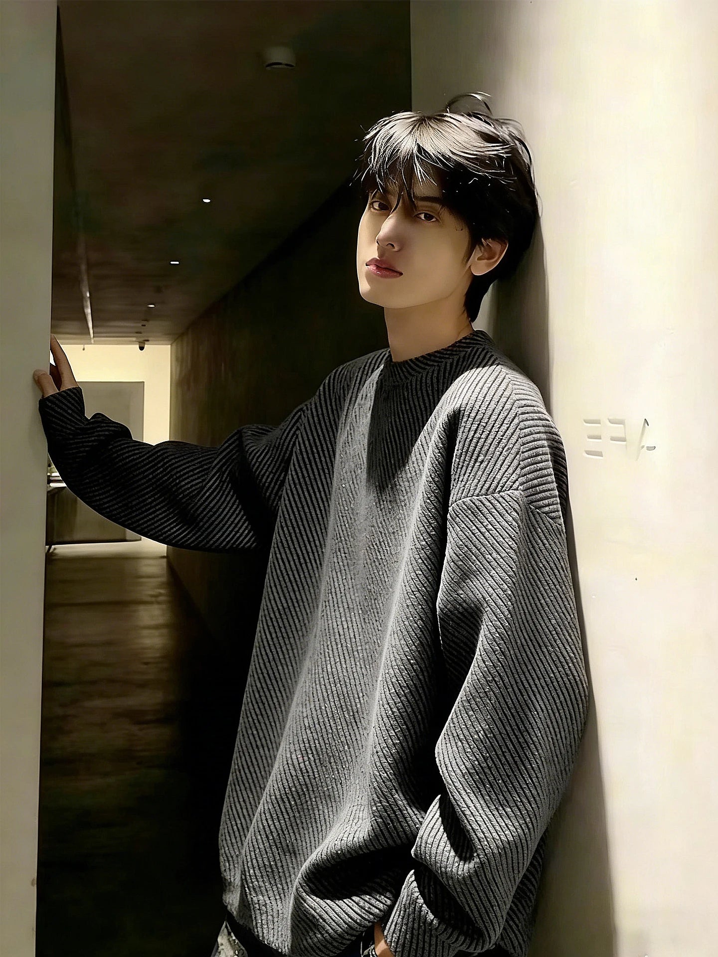 Men's round Ne Fce Lined Thi Long Sve Sweatirt Winter Casual Vintage Sle T-irt Comfortable Loose Fit Cotton P...