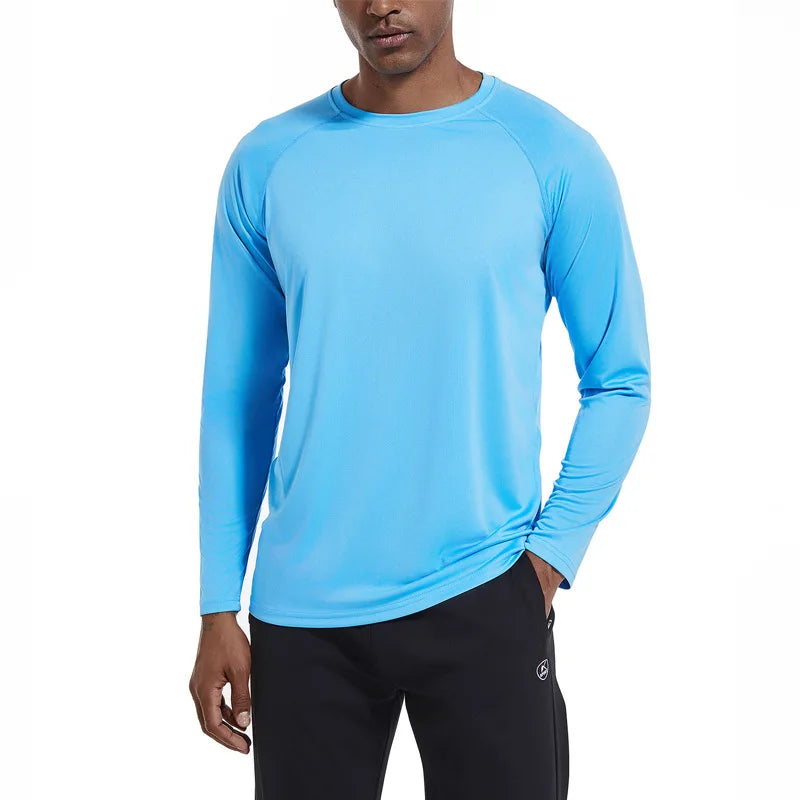 Men Long Sleeve t-Shirt Upf 50+ Sun Protection Shirts Tops Breathable Hiking Fishing t-Shirts Casual Tees Man Clothes Streetwear