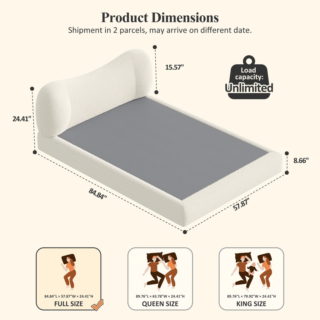 EnHomee Cloud Bed Frame with 5.9" Detachable Headboard, No Assembly Required Beds All-Foam Boneless, Noise-Free, No Box Spring Needed
