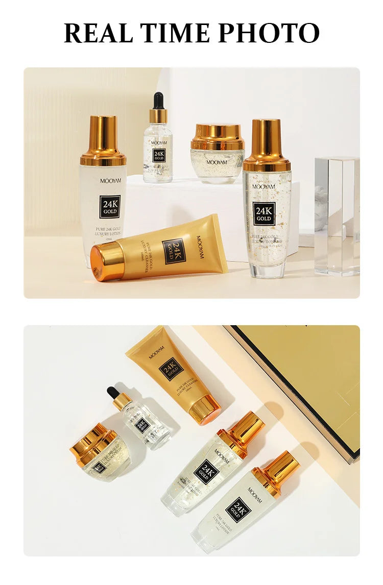 24K Gold LUXURY Moisturizin Anti-Wrinkle Set Reduces Fine Lines Repairs Skin Hydrates Brightens Anti-Aging Firming Skin care